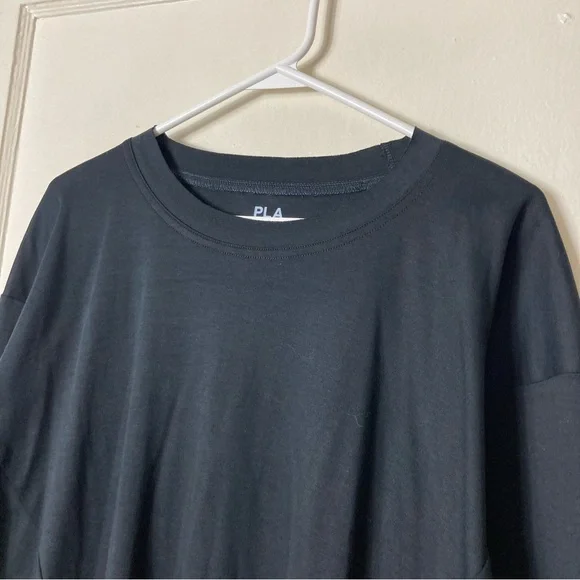 Planet by Lauren G black cut out front long sleeve top OS pima cotton - Picture 3 of 9